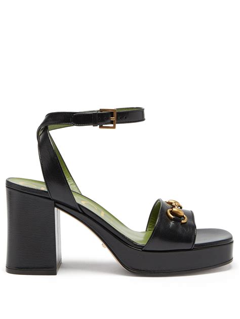 gucci moorea leather sandals with horsebit|Women's Horsebit platform sandal in black leather .